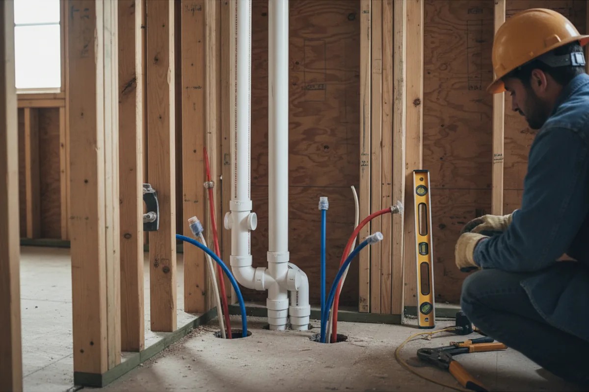 Drain and supply rough-in during Sump Pump Repair in Katonah